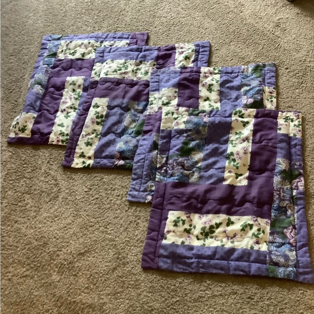 Purple and Floral Quilted standard size pillow covers